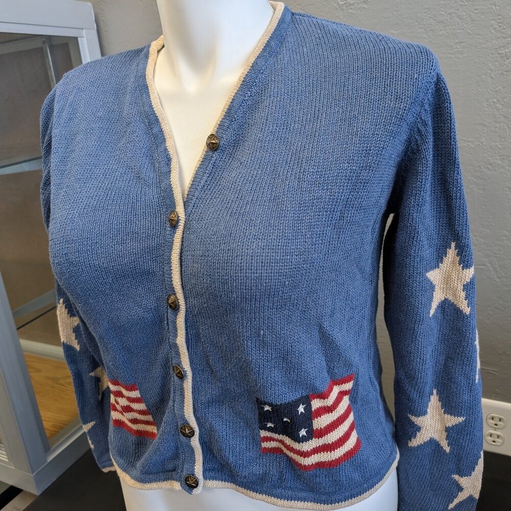 Christopher & Banks Cardigan Patriotic Flag Button Women's Small